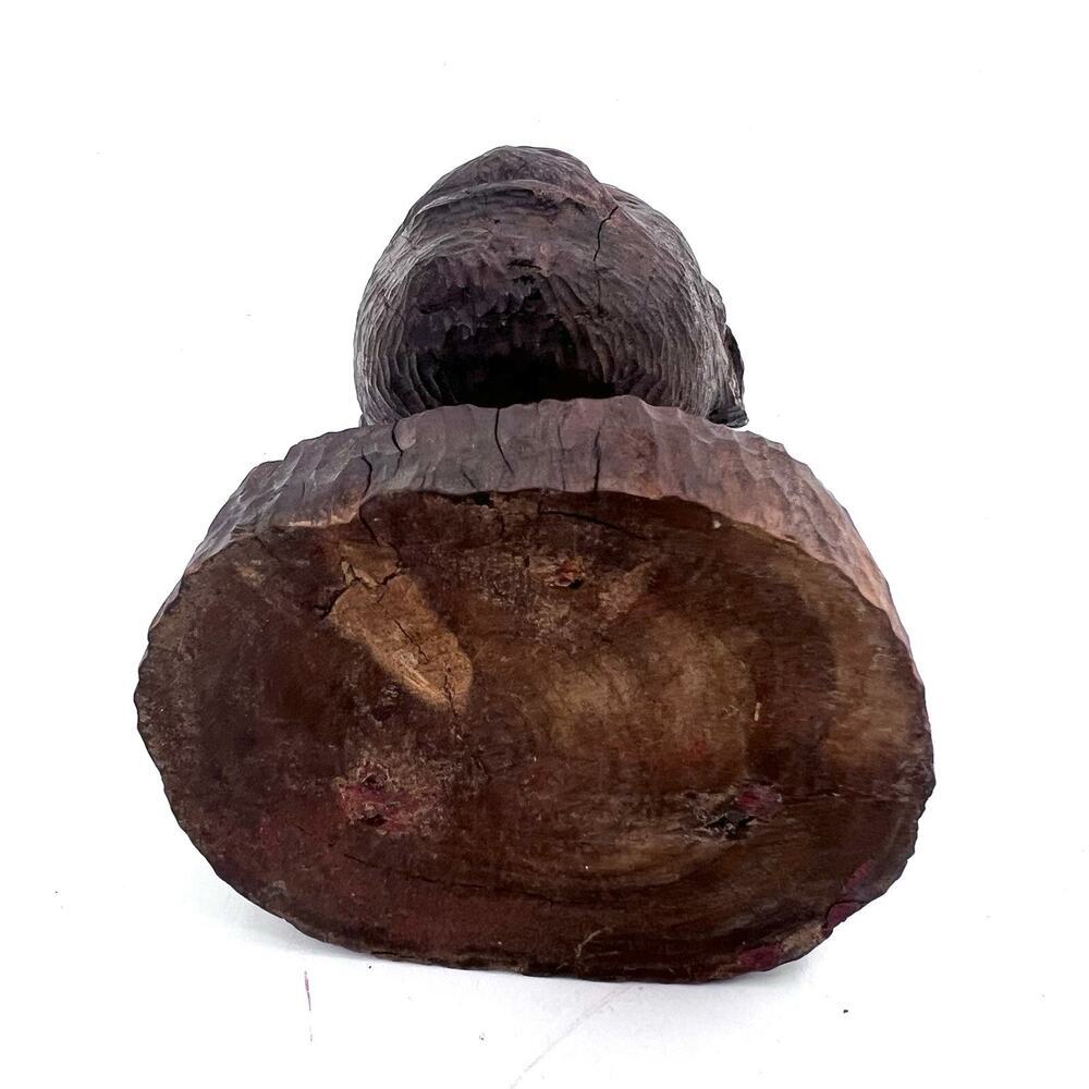 Antique Folk Art African American Man Solid Heavy Carved Wood Head Statue - Picture 10 of 10